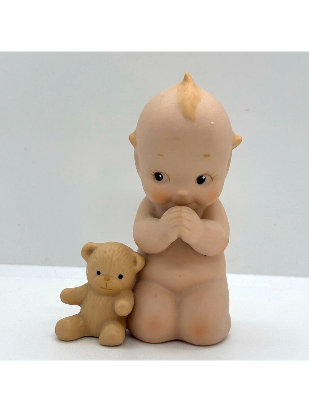 VTG 1991 Jesco/Enesco Rose O'Neill Porcelain Kewpie Doll Figurine, Prayer Teddy